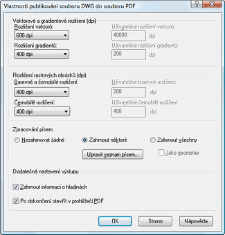 PDF options (CZ version)