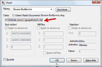 Inserting at geolocated position (CZ version used)