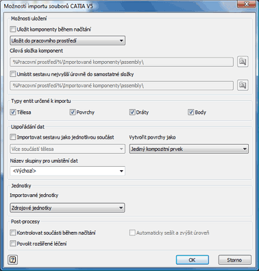 Možnosti importu dat CATIA