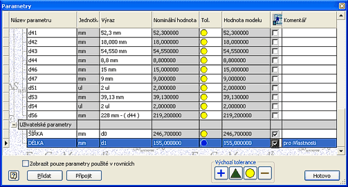 Function - parameters (Czech version shown)