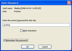 Zadání přístupového hesla