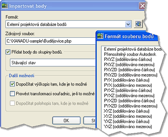 Import bodů