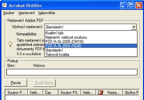 Adobe Distiller (Czech version shown)