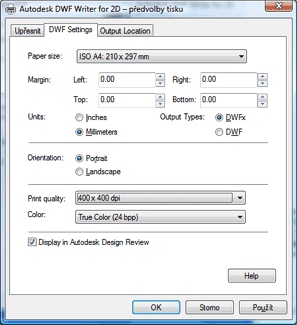 DWF print parameters - Vista 64