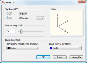 nastavení ikon UCS