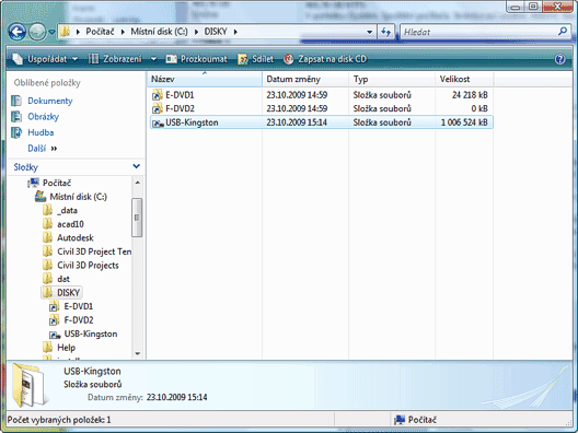 Mapping disks as folders, Vista CZ