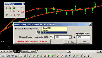RoadPAC trasa - Civil 3D