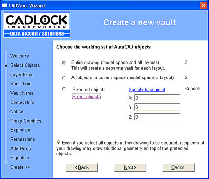 CADVault wizard