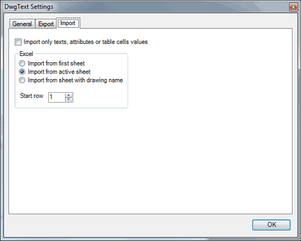 DwgText - import options