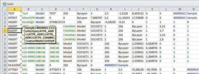Excel output