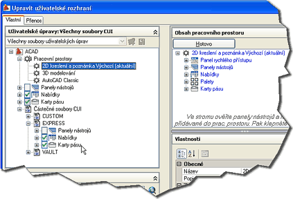 CUI settings (Czech version shown)