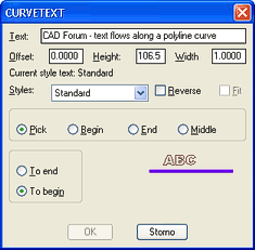 CurveText dialog