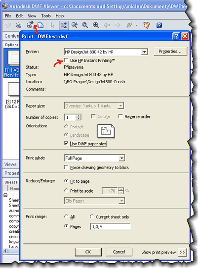 Forum - HP Instant Printing from Autodesk DWF Viewer / Composer.