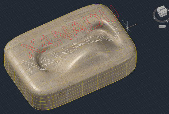 Text projected to NURBS surface