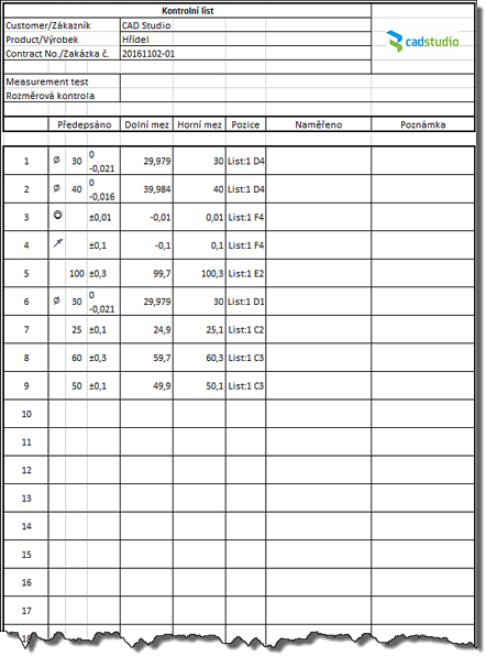 Inspection List - Excel