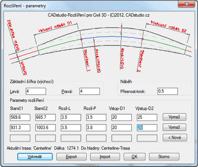 The Widening dialog