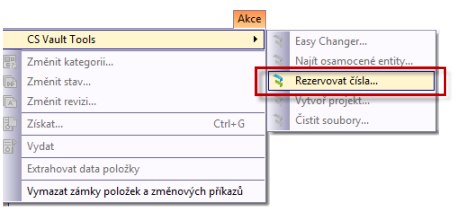Vault Tools - Rezervace čísel