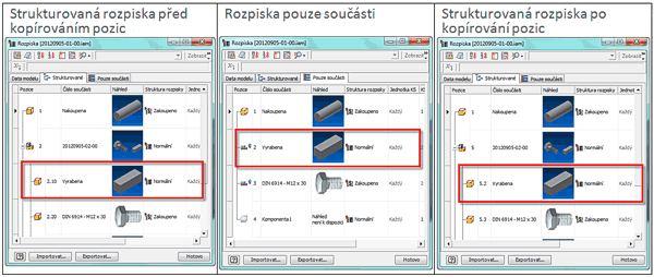 Inventor Tools - rozpisky